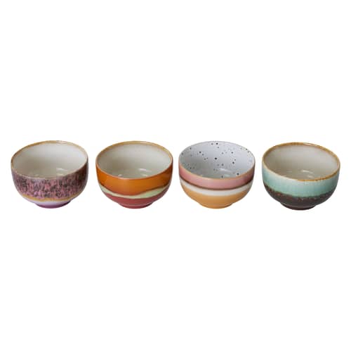 Ciotola 70s ceramics ceramica multicolore / Set di 4 - Ø 13,5 x H 8 cm / 50 cl - HK LIVING - Geyser - Gres smaltato