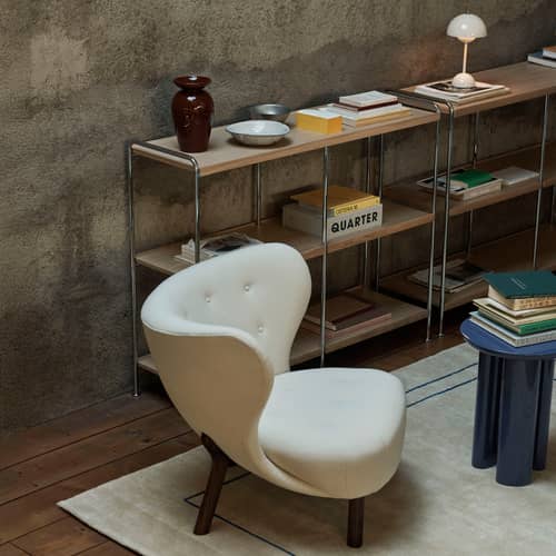 Étagère Alima NDS5 chêne / L 123 x P 38 cm x H 95 cm - &tradition - Chêne - Acier chromé, Placage de chêne