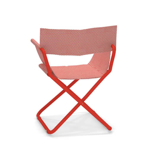 Fauteuil pliant Snooze Directeur tissu rouge - Emu - Rouge / Structure rouge - Acier verni, Tissu technique