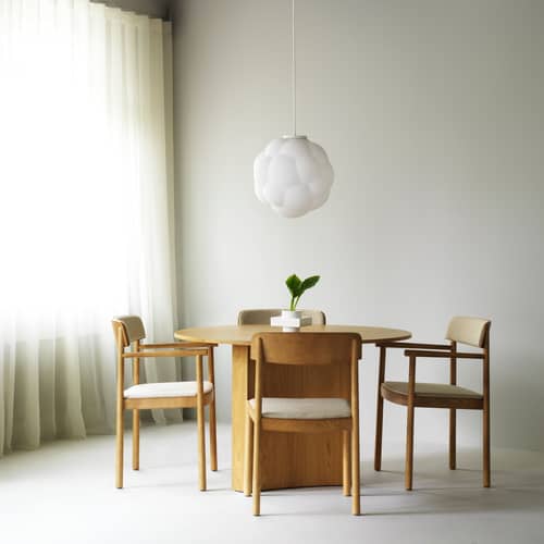 Fauteuil rembourré Timb tissu beige - Normann Copenhagen - Tissu beige (Hallingdal 220) / Frêne naturel - Contreplaqué de frêne, Frêne massif, Mousse, Tissu