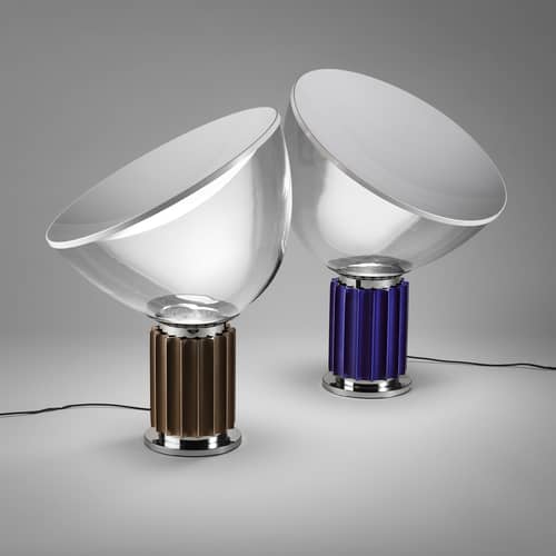 Lampe de table Taccia LED Small verre marron /  H 48 cm - Castiglioni, 1962 - Flos - Bronze / Transparent - Aluminium, Verre soufflé
