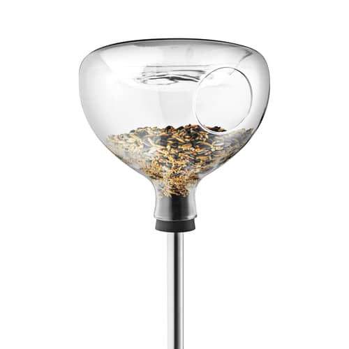 Mangeoire à oiseaux  verre transparent / Sur pied - Bain intégré - Eva Trio - Transparent / Pied acier - Acier inoxydable, Caoutchouc, Verre