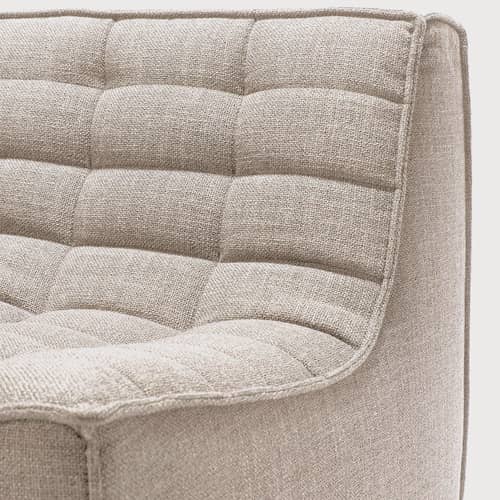 N701 Straight sofa  textile beige / UK version - 2 seater - L 140 cm - Ethnicraft - Beige (UK residential fire retardant) - Fabric, High-density PU foam, Wood