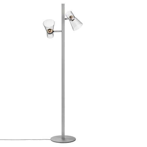 Stehleuchte Nocturne 2 - Cone glas silber / LED - schwenkbar - Flos - Silber - Aluminium, Geblasenes Borosilikatglas