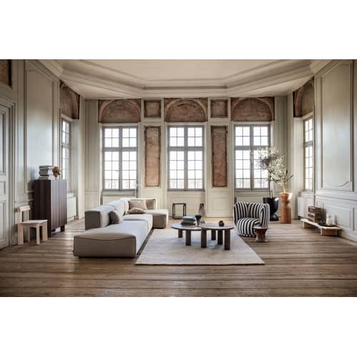 Rangement Post bois naturel / L 92 x H 134 cm -  Marqueterie faite main - Ferm Living - Rayé chêne foncé / clair - Contreplaqué de chêne