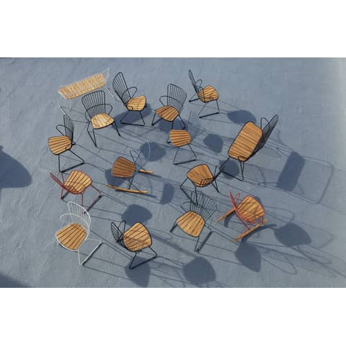 Rocking chair Paon métal blanc / bambou - Houe - Blanc - Acier revêtement poudre, Bambou