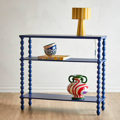 Konsole Salino holz blau / Regal – B 90 x T 30 x H 81 cm - Bloomingville - Blau - Holzfaserplatte, Tanne