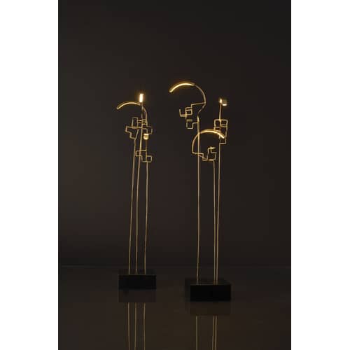 Schnurlosleuchte Boucle LED gold metall / H 47 cm - Aufladbar über USB - DCW éditions - Messing - gebürstetes Naturmessing, Stahl