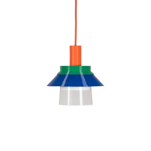 Sospensione Romi materiale plastico multicolore / Ø 20 x H 22 cm - Plastica riciclata / Made in France - Warren & Laetitia - Blu / Verde / Bianco / Arancione - Bioplastica, Plastica riciclata
