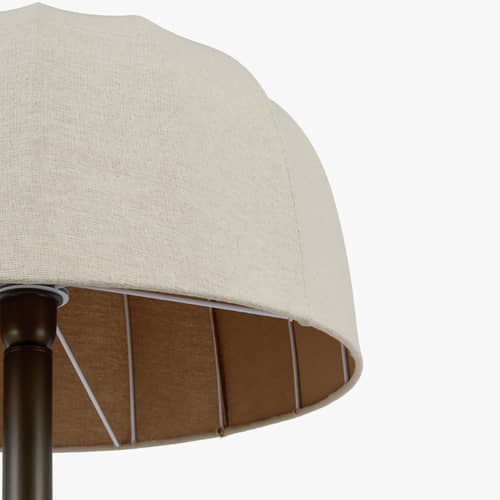 Stehleuchte Brighton textil beige / Ø 50 cm - NV GALLERY - Elfenbein-Farbe / Antik-Messing - Eisen, Leinen