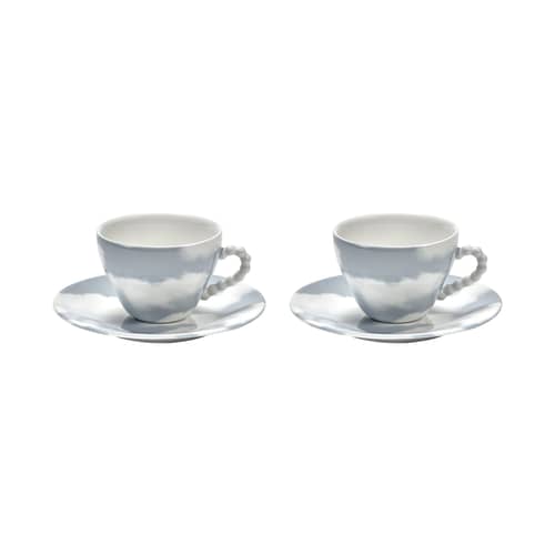 Tasse mit Untertasse Rêves de Rêves keramik blau / Set von 2 - Serax - Himmelblau & Weiß - emailliertes Porzellan