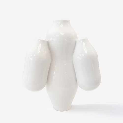 Vase Allpa Mini céramique blanc / Ø 25 x H 28 cm - Fait main / Jean-Baptiste Fastrez, 2020 - Moustache - Blanc - Céramique émaillée