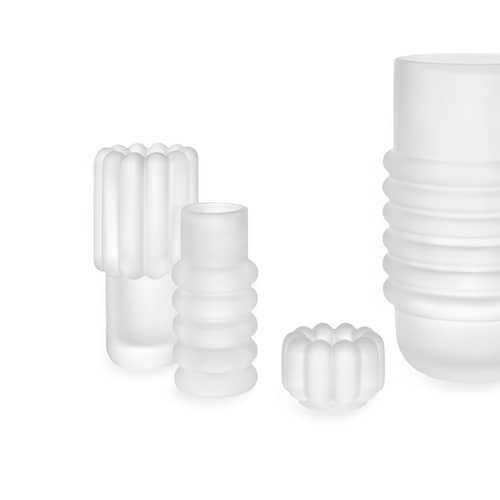 Vase Press Medium glas weiß - Tom Dixon - Vereist - Pressglas