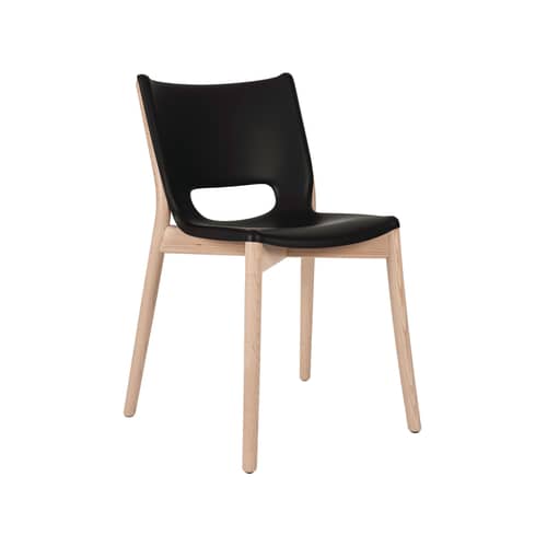 Chaise Poêle Collection métal noir / By Philippe Starck - Alessi - Noir / Hêtre naturel - Acier coloré à la résine époxy, Hêtre