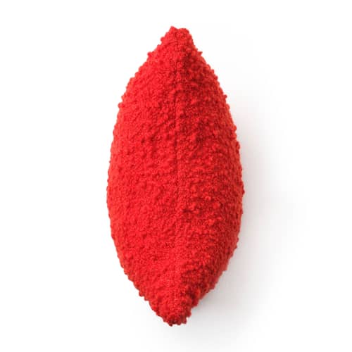 Coussin Bobble orange / Tissé main - 45 x 45 cm - Tom Dixon - Rouge orangé - Laine bouclée recyclée, Polyester recyclé