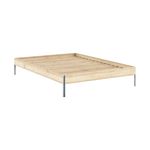 Doppelbett Core holz natur / Für Matratze 140 x 200 cm - KARUP - Für Matratzen 140 x 200 - FSC-zertifiziertes Massivholz Kiefer, galvanisierter Stahl