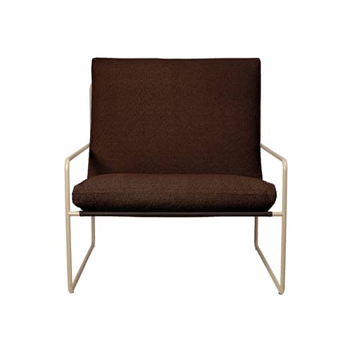 Fauteuil rembourré Desert tissu marron - Ferm Living - Brun Châtaigne (Pure bouclé) / Beige Cachemire -  Ouate, Acier galvanisé, Mousse, Tissu bouclé outdoor