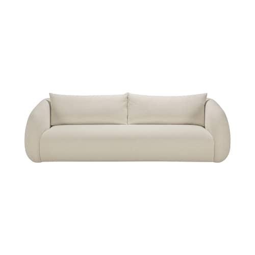 Canapé droit Figur tissu blanc / 3 places - L 244 cm - Ethnicraft - Craie - Contreplaqué, Mousse haute densité, Tissu