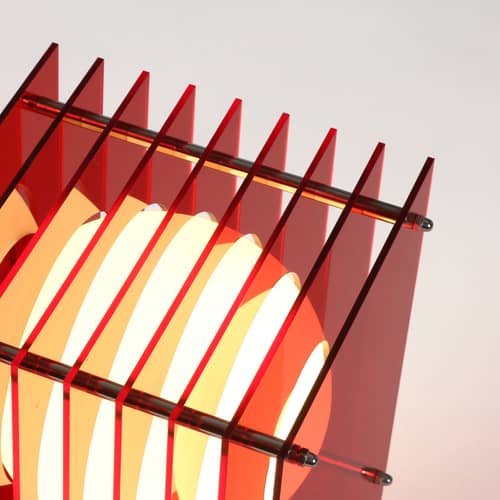 Lampe de table Lop Small Rectangle plastique rouge / Lauréat Archiproducts Design Award - BANG - Rouge - Acrylique, Inox, Verre