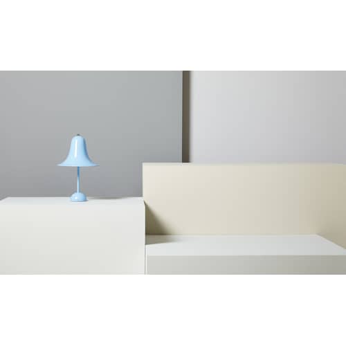Lampe de table Pantop métal bleu / Ø 23 cm - Verner Panton (1980) - Verpan - Bleu clair (brillant) - Métal peint