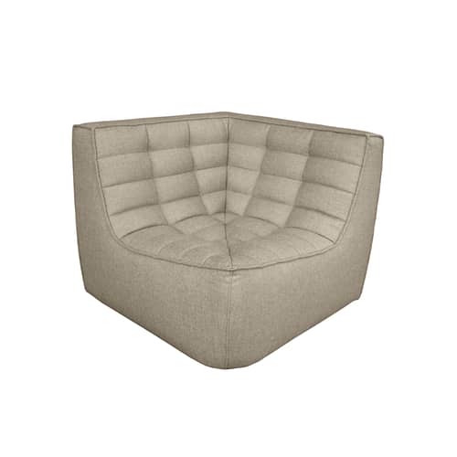 Chauffeuse d\'angle N701 / Module d\'angle carré 90° - Ethnicraft - Beige - Bois, Mousse, Tissu