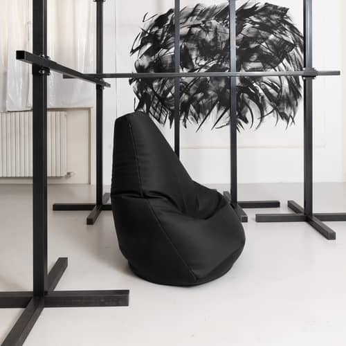 Sacco Outdoor Large Outdoor ottoman textile black / 80 x 80 cm - Reissued 1968 - Zanotta - Black - VIP fabric