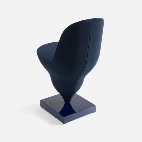 Sedia imbottita Gelato tessuto blu - Moustache - Tessuto prugna / Base blu navy - Ghisa di alluminio, Metallo, Schiuma di poliuretano, Tessuto poliestere