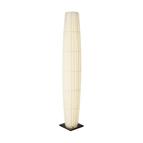 Stehleuchte Colonne textil weiß / LED - H 190 cm - Dix Heures Dix - Schwarzer Marmorsockel - Aluminium, Marmor, Plissiertes Acrylgewebe