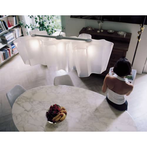 Suspension Logico grande verre blanc / 3 éléments en ligne - Artemide - Blanc - grande - Verre soufflé
