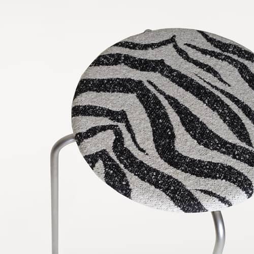 Tabouret Petit Rond INDOOR métal / Assise tissu zèbe - Frama  - Acier brossé / Tissu zèbre - Acier inoxydable brossé, Tissu