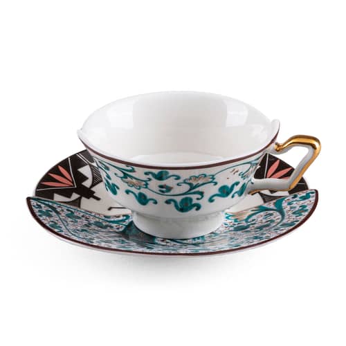 Tasse à thé Hybrid Aspero céramique multicolore / Set tasse + soucoupe - Seletti - Aspero - Porcelaine