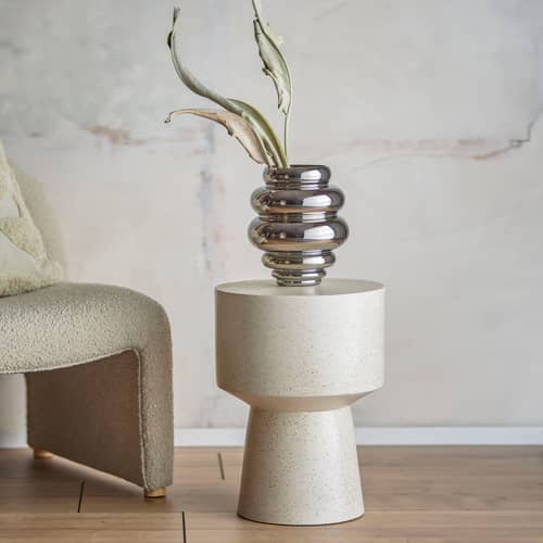 Vase Zorya glas silber / Ø 21 x H 24 cm - Bloomingville - Silber - mundgeblasenes Glas