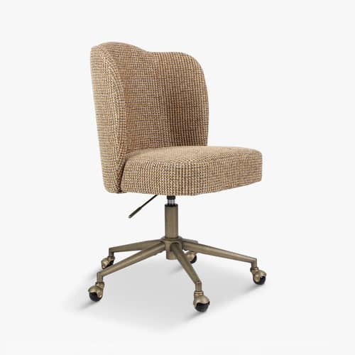 Sedia da ufficio Aero tessuto giallo - NV GALLERY - Giallo / Ottone spazzolato - Ferro, Schiuma ad alta densità, Tissu Tweed
