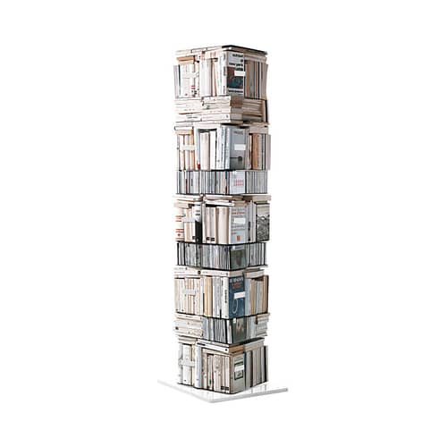 Bibliothèque rotative Ptolomeo métal blanc H 197 cm / 4 faces - Livrest horizontal & vertical - Opinion Ciatti - Blanc - Acier laqué