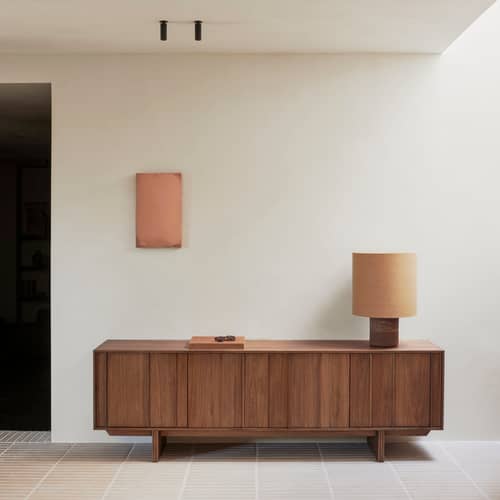 Buffet Pillar bois marron / L 220 x H 70 cm - Ethnicraft - L 220 cm / Teck brun - Teck massif teinté