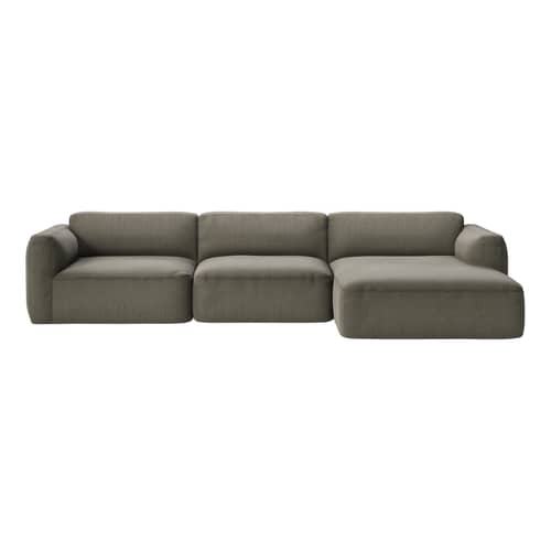 Canapé d\'angle Develius F tissu vert / 4 places - L 309 cm / Dormeuse droite - &tradition - Kaki (tissu Barnum 08) - Bois, Mousse HR, Tissu