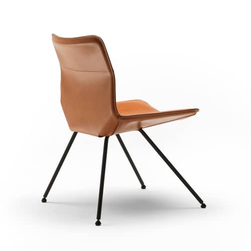 Chaise rembourrée Dan cuir marron - Zanotta - Cuir marron - Acier verni, Cuir sellier, Mousse polyuréthane