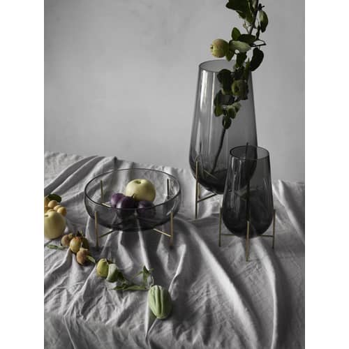 Coppa Echasse metallo vetro grigio oro /Ø 29 x H 28 cm - Audo Copenhagen - Fumé & ottone - Ottone massiccio, Vetro