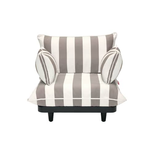 Fauteuil rembourré Paletti Lounge tissu marron - Fatboy - Rayé / Cacao - Mousse polyester, Polyéthylène recyclé, Tissu oléfine
