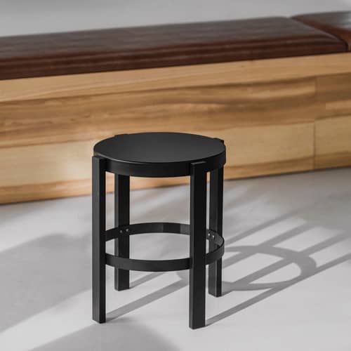 Hocker Doon metall schwarz / H 45 cm - NOO.MA - Schwarz Vulkan - Stahl