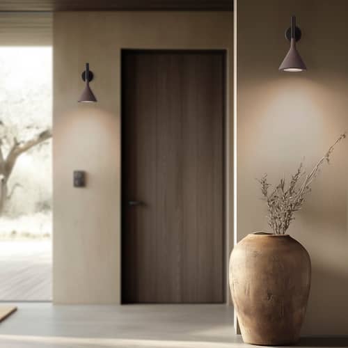 Lampada da parete Aplomb Mini pietra marrone / Cemento - Foscarini - Marrone - Cemento, Metallo