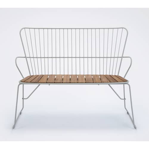 Banc avec dossier Paon / L 116 cm -  bambou - Houe - Banc / Blanc - Acier revêtement poudre, Bambou