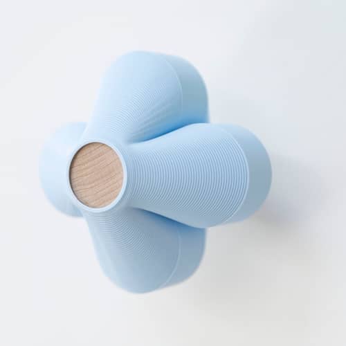 Set de 2 patères Amy / Plastique recyclé, fabriqué en France - Warren & Laetitia - Vert / Bleu ciel - Hêtre certifié, Plastique recyclé