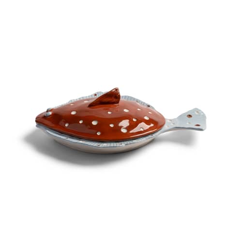 Plat de service Plaice céramique / 29.5 x 21 x H 9 cm - & klevering - Marron - Grès
