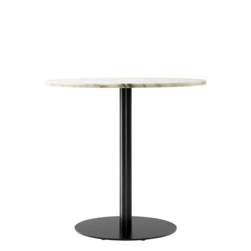Harbour Round table stone white / Ø 80 cm - Marble - Audo Copenhagen - White marble / Black base - Aluminium, Marble, Steel