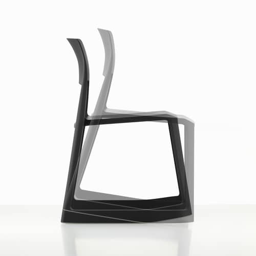 Sedia impilabile Tip Ton RE materiale plastico nero / Riciclato - Inclinabile ed ergonomico - Vitra - Nero - Polipropilene riciclato