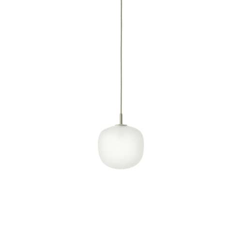 Sospensione Rime vetro grigio / Ø 18 - Bocca soffiata - Muuto - Telaio Grigio / Bianco - alluminio verniciato, Vetro soffiato a bocca