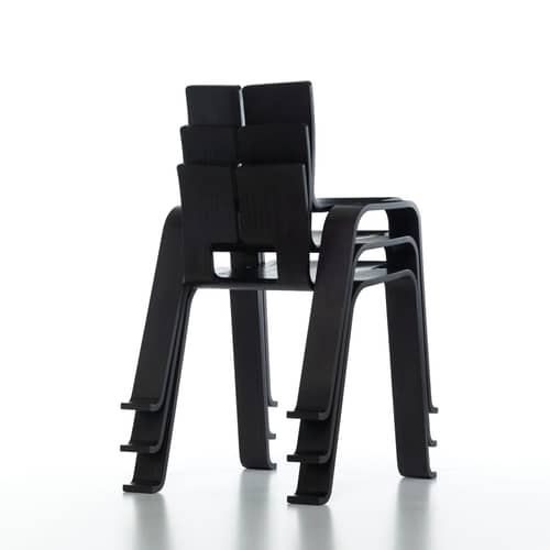 Stapelbarer Stuhl Ombra Tokyo holz schwarz / Charlotte Perriand, 1953 - CASSINA - schwarz - getöntes Eichenholzfurnier