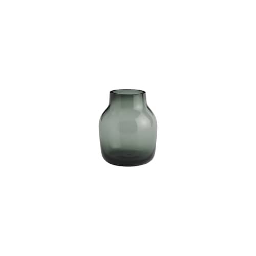 Vase Silent verre vert / Ø 11 x H 13,4 cm - Muuto - Vert foncé - Verre soufflé bouche