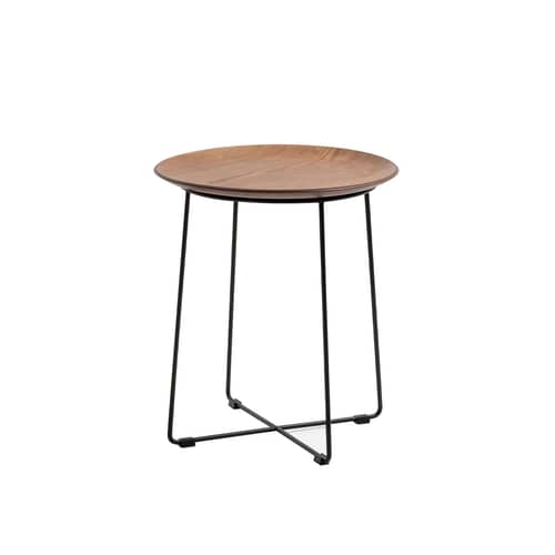Beistelltisch AL WOOD holz natur / Geformtes Holz - Ø 40 x H 45,5 cm - Kartell - Dunkles Holz / Schwarz - Buchenfurnier, gefirnister Stahl